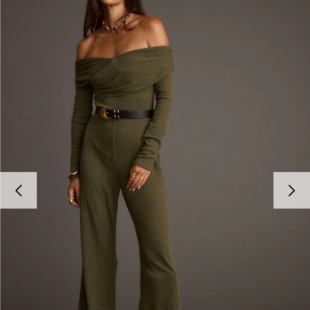 Olive Off-Shoulder Jumpsuit